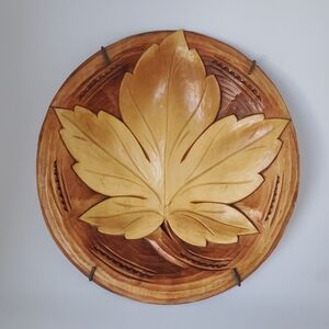 Vintage Hand Carved Wooden Leaf Wall Art Ready to Hang